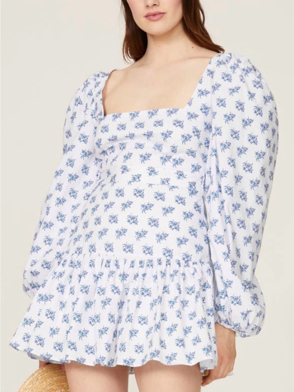Caroline Constas Julian Dress Blue Floral Square-Neck Mini Dress